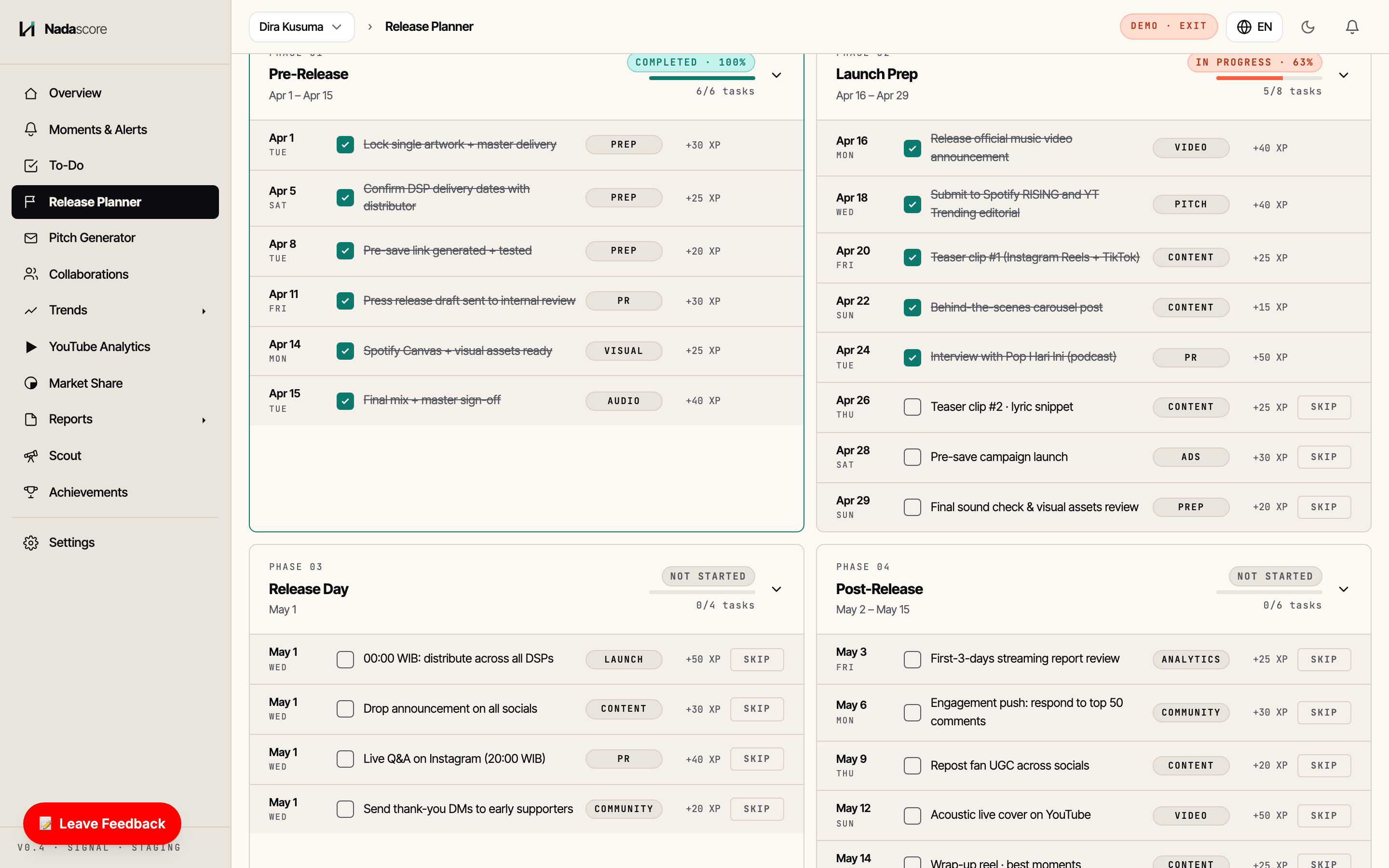 Release Planner — 12-week gamified campaign